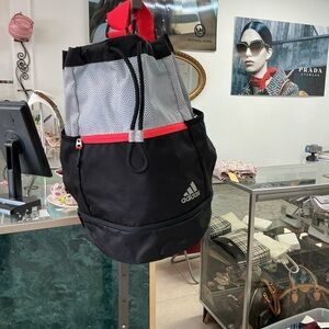 Adidas Black and Gray Backpack with Red Accents